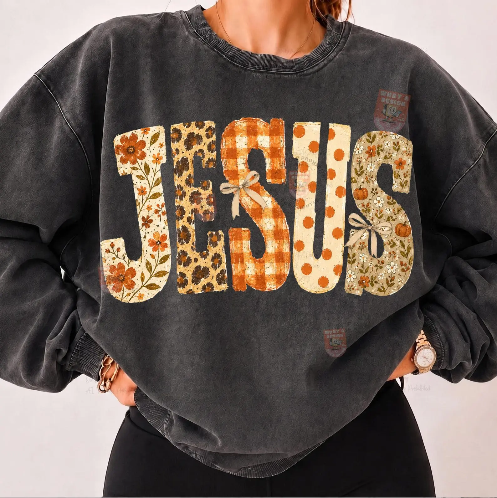 Jesus Fall Sweatshirt Trendy Autumn Shirt Sublimation Sweatshirt, Christian Faithshirt, Polka Dot Jesus