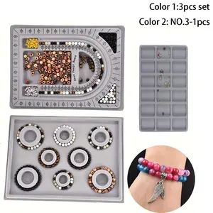 DIY Bead Plate Bracelet Design Board, Honeycomb Bead Plate Necklace Measurement Tool, 3-Piece Set Kumihimo Disk Weaving Wheel