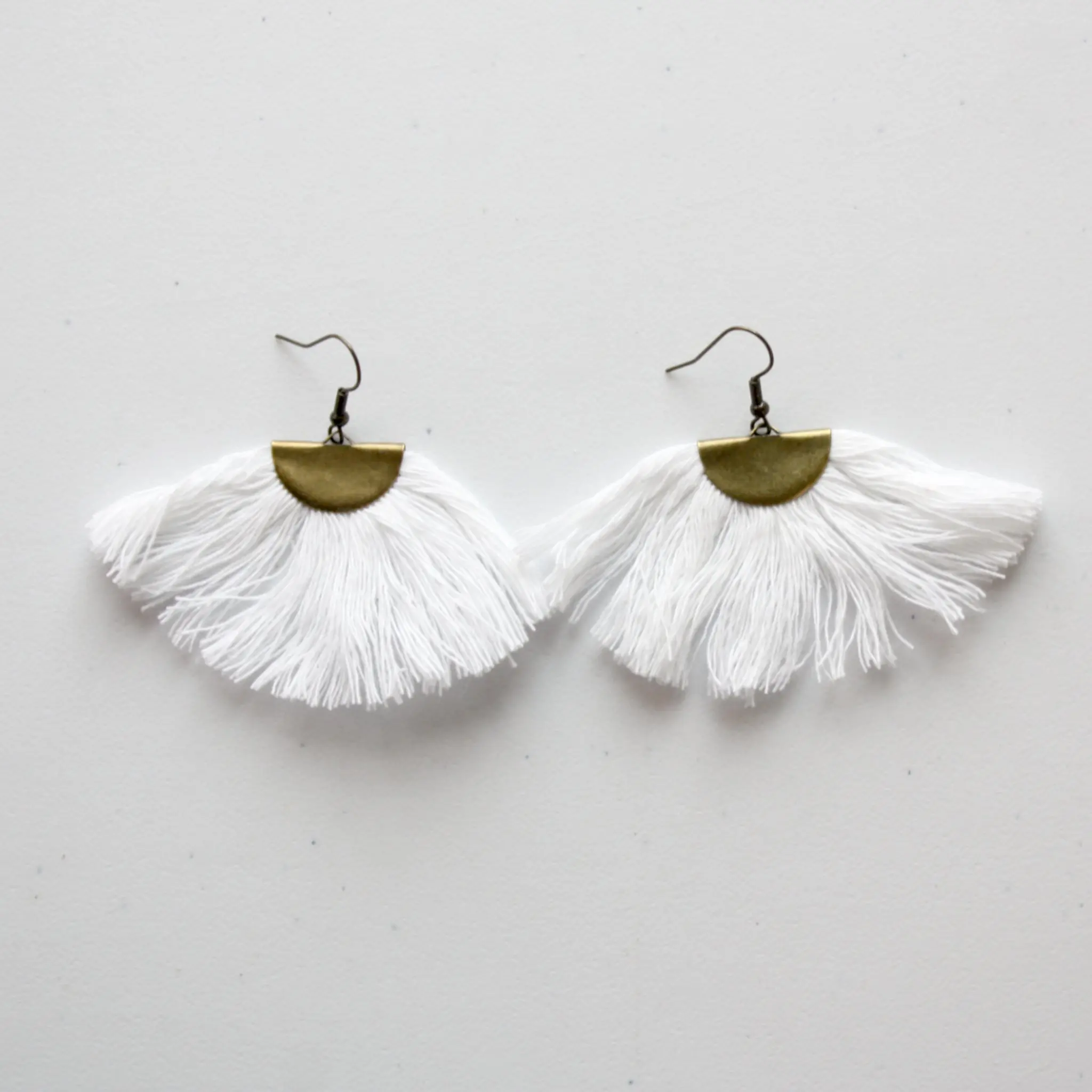 Half Moon Macrame Boho Fringe Earrings