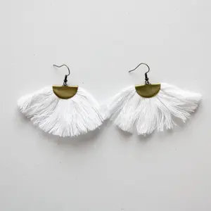 Half Moon Macrame Boho Fringe Earrings