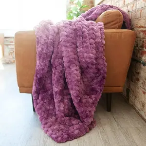 MINKY COUTURE Belgian Waffle Plum Blanket, Soft Plush Material, Ideal for Covers and Beddings