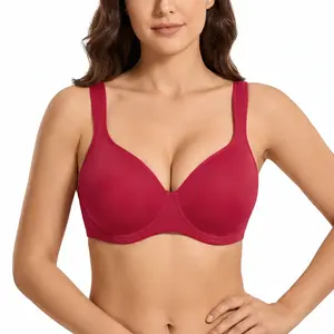 HSIA Joan Comfortzone Seamless Non-Padded Plus Size Minimizer Full Coverage Unlined Underwire Support Visibly Slimmer 1 to 1.5 Cups Wider Cushioned Straps U Shaped Smoothing Back Soft Naked Feel T Shirt Bra for Large Breasts Daily Wear Shaping Lingerie