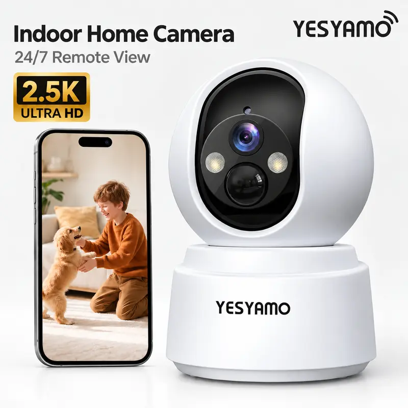 Home Camera 2.5K 2.4G/5G WiFi6 Security Camera 4MP CCTV Indoor Monitor 360° PanTilt, AI Human Detection, Dual-Band
