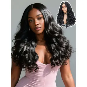 SummerVibes GKtineke V Part Wig, Yaki Curly Wigs for Women, Synthetic Half Wig, Glueless Wear and Go Hair for Daily Use, Natural Looking(Black)