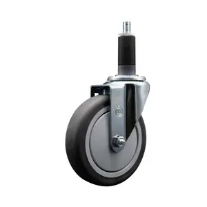 Service Caster SCC-EX20S514-TPRB-118 Thermoplastic Rubber Swivel Expanding Stem Caster, 5 in. Gray Furniture Moving Wheel, 1.13 in. Stem, Swivel Wheels for Tools & Hardware Applications