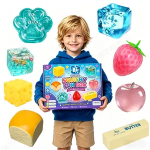 8-Piece Set  Box Malt Sugar Stress Relief Fidget Toys, Sensory Bundle, Creative Slow-Return Squishy, Party Gift, 8 Different Styles