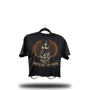 LIVE TO RIDE ROAD RASH FRONT SLASH CROP TOP