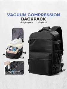 Commuting Vacuum Compressed Travel Backpack, Ryanair Boarding Ready, Large Capacity, Business Laptop, Women's Backpack with Air Pump