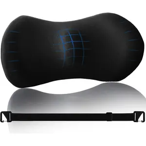 Lumbar Pillow with Adjustable Strap, Memory Foam Lumbar Support Pillow for Office Chair and Car Seat, Back Pillow for Lower Back, Back Support Pillow for S