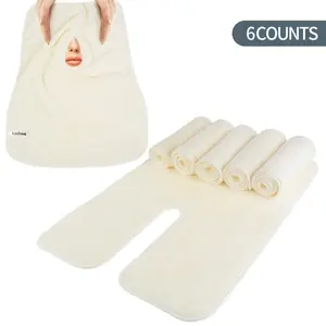 Kinhwa 6pcs Professional Split Design Face Towels, Made of Superfine Fiber for Facial Care, Mask Removal, Beauty Wrap Spa Towels, Soft Split Design Face Towels for Spa Steam, Beauty Tools, Salon and Barber Supplies White
