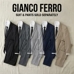 Gianco Ferro Men's Separate Suit Pieces - Slim Fit Shawl Lapel Jacket OR Pants - Mix & Match Sizes for Perfect Fit - Premium Stretch Wedding Business Casual Formal Wear