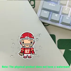 2PCS/SET treet Trendy Sports Fan Logo Sticker Stick on car bodies, this Q-version football player (Chiefs #87) decor instantly has an energetic cute vibe, American football fans can use it as a super team-atmosphere stylish trendy decoration