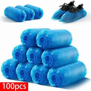 Disposable CPE Shoe Covers, 100 Pcs/Pack (50 Pairs) Waterproof Anti-Slip Boot Covers for Home, Office, Construction, Dustproof Plastic Foot Covers
