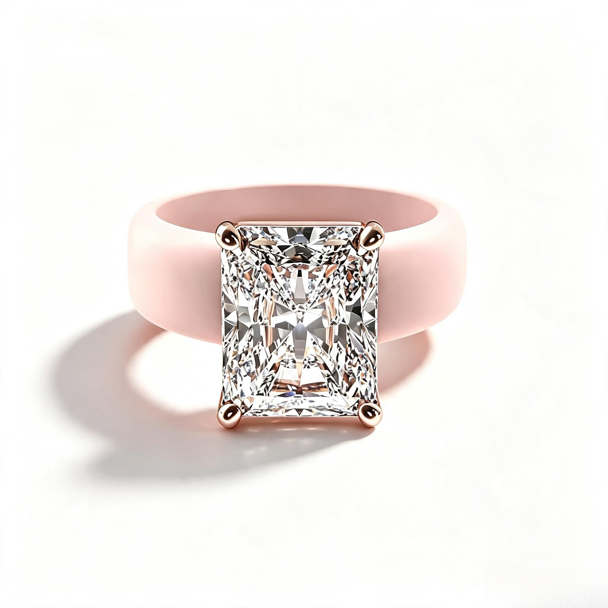 Women's Silicone Sport Wedding Ring - Large Marquise Cut CZ Stone, Rose Gold Prong Setting, Comfortable Band, Elegant Costume Jewelry Alternative Ring