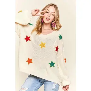 ADORA Multi Color Star Sweater Top