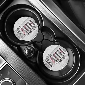2pcs 'walk by Faith' Absorbent Car Cup Holder Coasters, Eva Material, Ideal for Vehicles and Home Desk, Durable and Practical Design