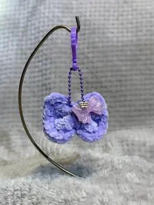 Handmade Crochet Mini Plushy Bow Keychain