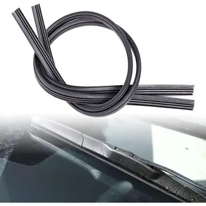 4-Piece Bracketless Wiper Rubber Filler Strip 26 Inch Size Adjustable Wiper Substitution Rubber Suitable for Front Rear Windshield Doors Windows Black