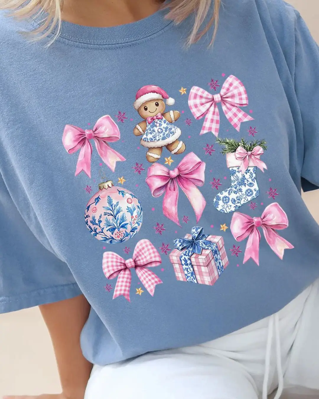Pink Chinoiserie Christmas Comfort Colors Adult Ring-Spun Cotton Tee CHRISTMAS 2024