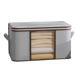 Foldable Clothes Storage Bag, Home Use Foldable Organizer Basket, Moving Cotton Blanket Sorter, Transparent Clothing Zipper Storage Box, Space Saving Organizer, Multifunctional Storage Solution