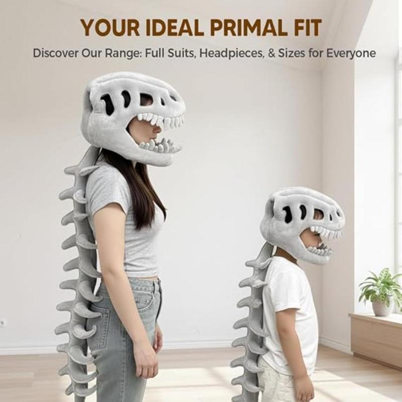 3D Realistic Dinosaur Skeleton Costume Full Body Plush Suit - T-Rex Velociraptor Cosplay for Kids Teens Adults Halloween Christmas Party, Gift, Photoshoot, Role Play