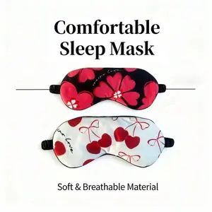 1pc Cherry Sleep Mask - Pink Print (Like Real Cherries), Soft Polyester Eye Cover With Adjustable Strap For Travel, Naps, Office - Light Blocking Sleep Aid, Cute Gift For Women & Girls, Nap Accessory, Feminine Style, Comfortable Fit, Travel Essential