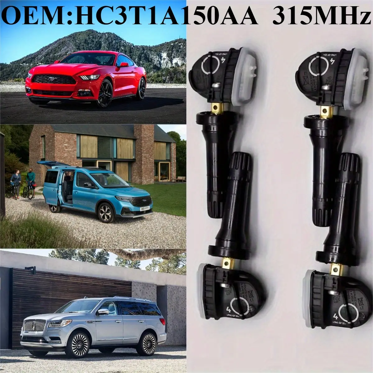 1Pcs/4Pcs OEM#HC3T1A150AA #315MHz TPMS/TIRE PRESSURE SENSOR For #FORD:ECOSPORT(18-22)/EDGE(15-23)/E-Series(20-23)/EXPLORER(16-19)/F/150(15-16)/FIESTA/GT/MACH-E/MAVERICK/MUSTANG(15-23)/INTERCEPTOR(16-19)/RANGER(19-23)/TRANSIT #LINCOLN:MKX(16-21/NAVIGATOR