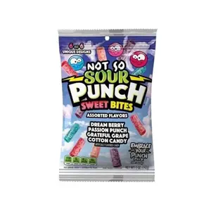 3x Sour Punch Bites Not so Sour Peg Bag 5oz Bites Not So Sour