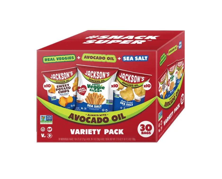 Jackson's Natural Potato Gluten Free Snacks Variety Pack - 30 Bags, 27.5 oz, Crispy Crunchy Chips, Crunchy Bite Crisps, Cupboard-Storable Treats