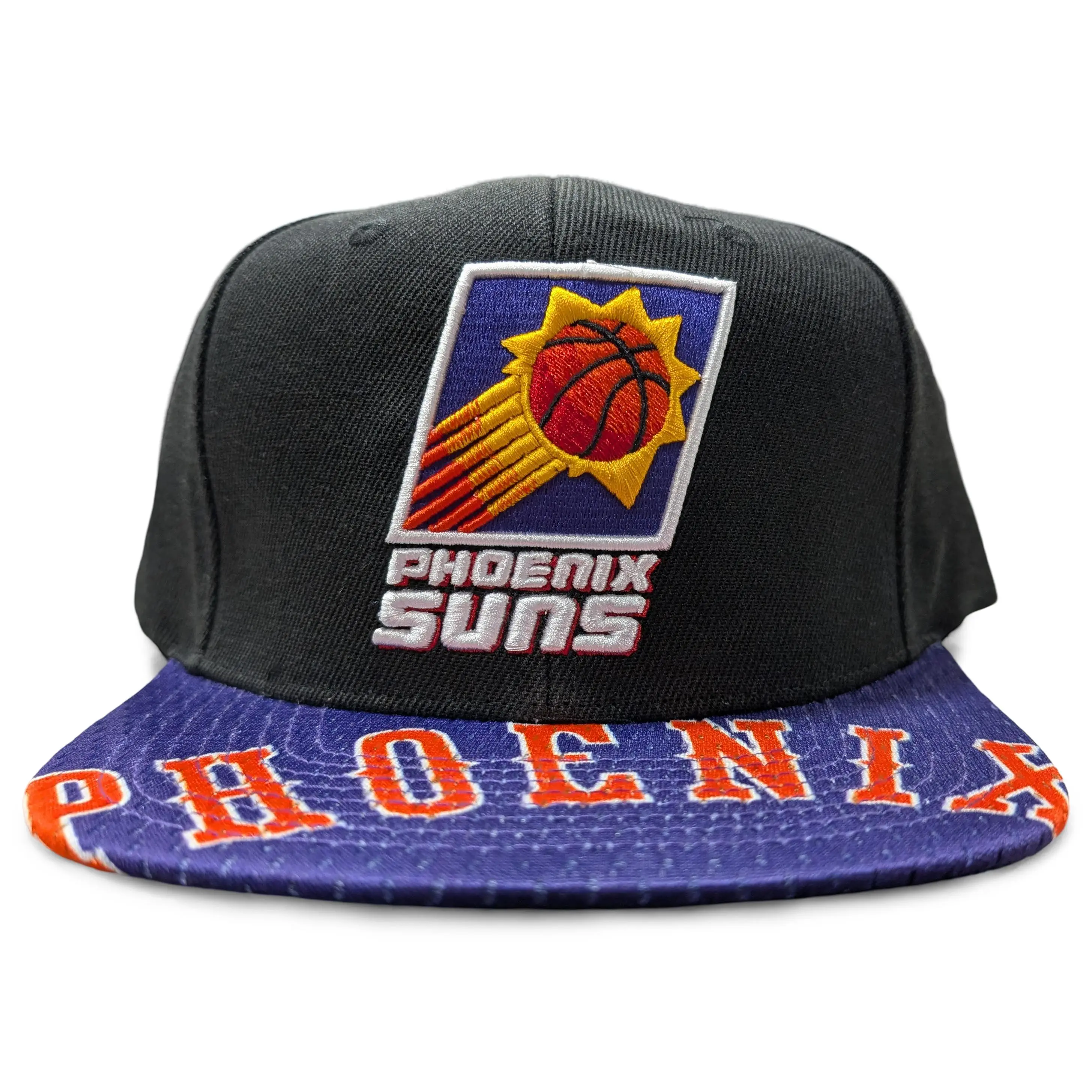 Mitchell & Ness NBA Phoenix Suns Black-Purple Snapshot Fashion Snapback Hat, One Size, Adjustable Fit, Team Logo, for Casual Wear