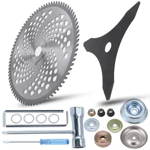 10" x 3 Teeth Carbon Brush Blades & 10" x 80T Carbide Tip Brush Blades with 2 Different Adapter Kits,Stainless Trimmer Head Compatible with, Trimmer, Weed Eater