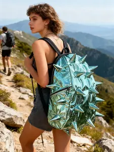 Unisex Hedgehog-Shaped Backpack, Large Capacity Outdoor Hiking Bag, Y2K Style PU Material, Student Book Bag, Mommy Bag, Hiking Daypacks