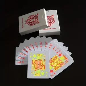 54pcs Fluorescent Poker Playing Cards, Neon PVC Plastic Waterproof Deck, Traditional Design, Ideal for Casual Games and Parties