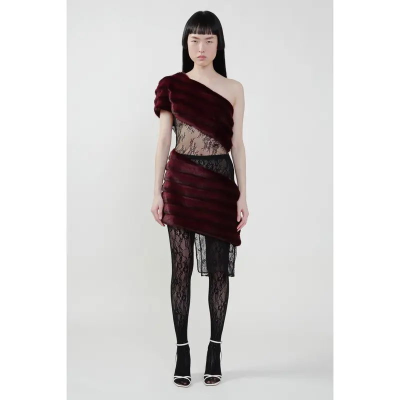 Lace Qi Pao Deep V Neck Dress