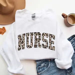 Leopard Nurse Sweatshirt, RN Shirt, Cute Nurse Shirt, Nurse Life Shirt, Nurse Hoodie, Nursing School Sweatshirt, Registered Nurse Sweatshirt