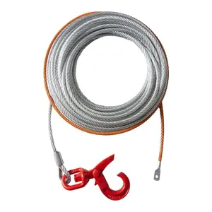 VEVOR Galvanized Steel Winch Cable, 3/8 Inchx 50 Feet 15, 200 lbs Breaking Strength, Wire Winch Rope with Swivel Hook, Towing Cable Heavy Duty, Universal Fit for SUV, Large Off-Road Vehicle, Truck