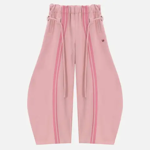 Aelfric Eden Women's Striped Cotton Oversized Baggy Barrel Pants - Elastic Waist, Chic, Retro Minimalist Streetwear, Unisex Basic Bottoms with Relaxed Fit, Back to School Casual Alternative Clothing