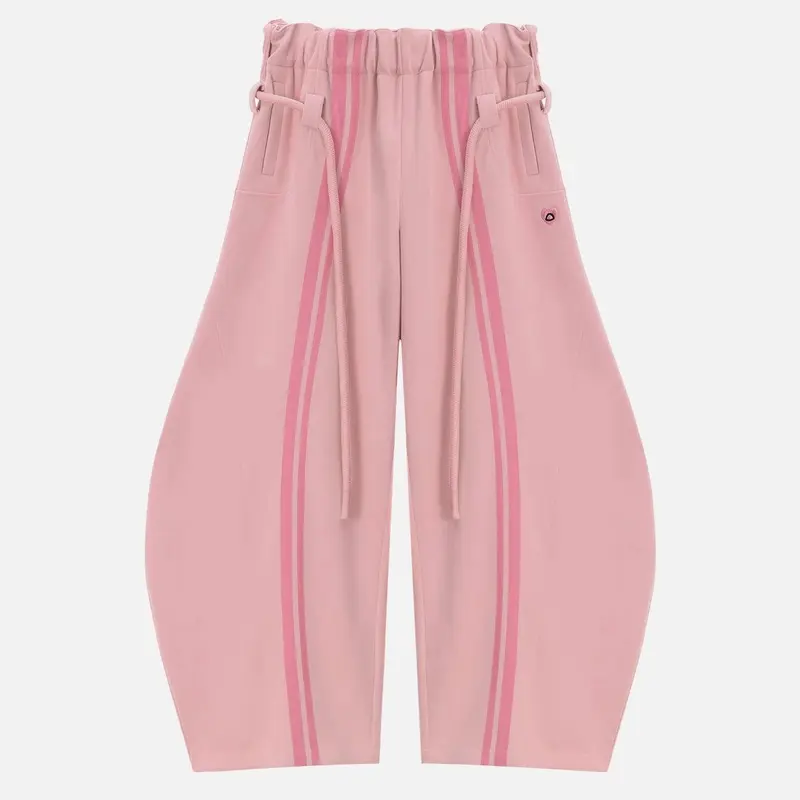 Aelfric Eden Women's Striped Cotton Oversized Baggy Barrel Pants - Elastic Waist, Chic, Retro Minimalist Streetwear, Unisex Basic Bottoms with Relaxed Fit, Back to School Casual Alternative Clothing