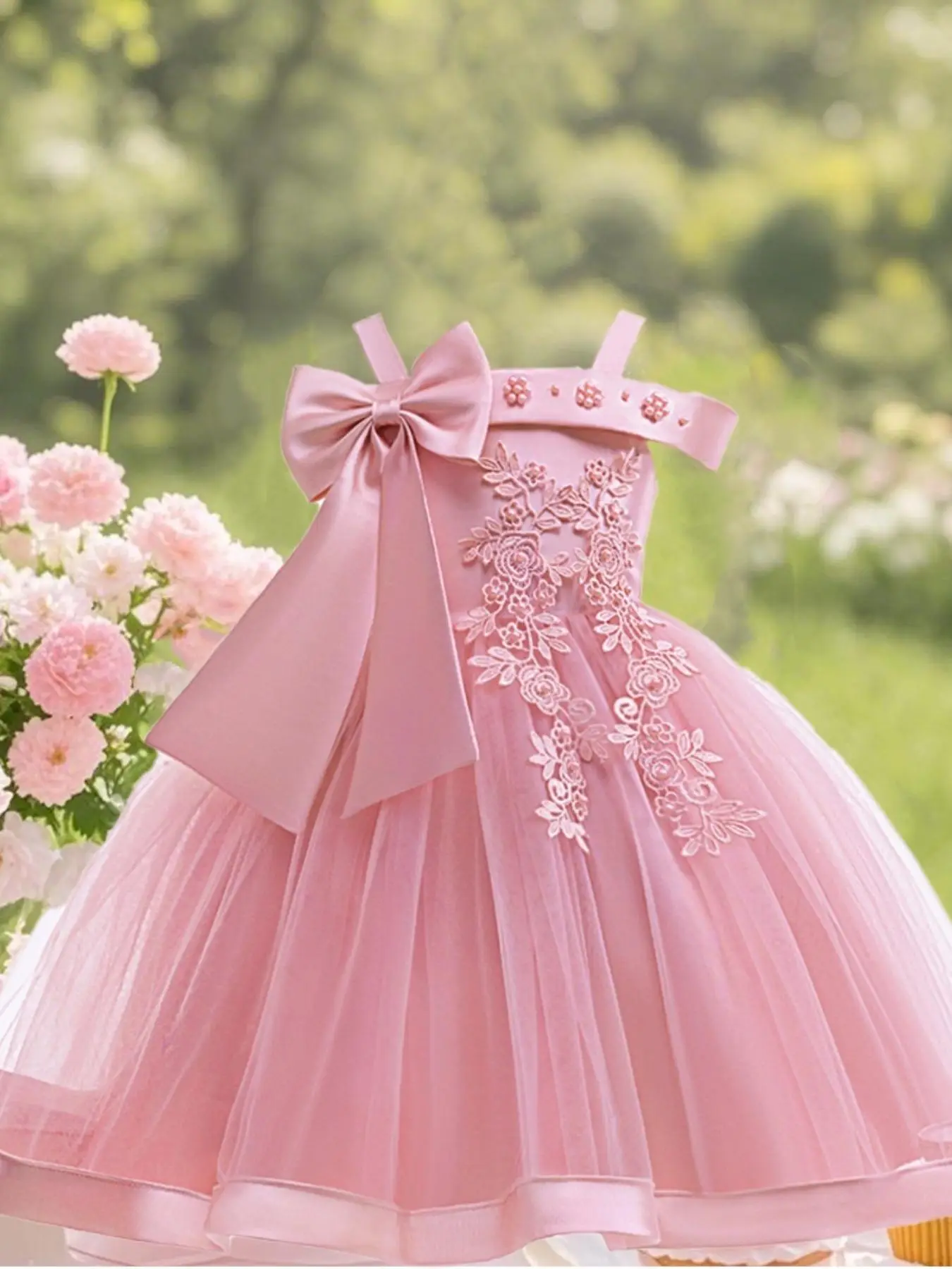 Infant Baby Girls 1st Year Birthday Dresses Christening Gowns Baby Baptism Clothes Lace Tutu Big Bow Princess Dresses Newborn Baby Girl 1 Year Birthda