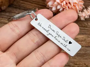Custom Key Chain Personalized Name Keyring Couple Keychians Engraved Gift for Boyfriend Girlfriend Personalized Gift for Him Her Drive Safe