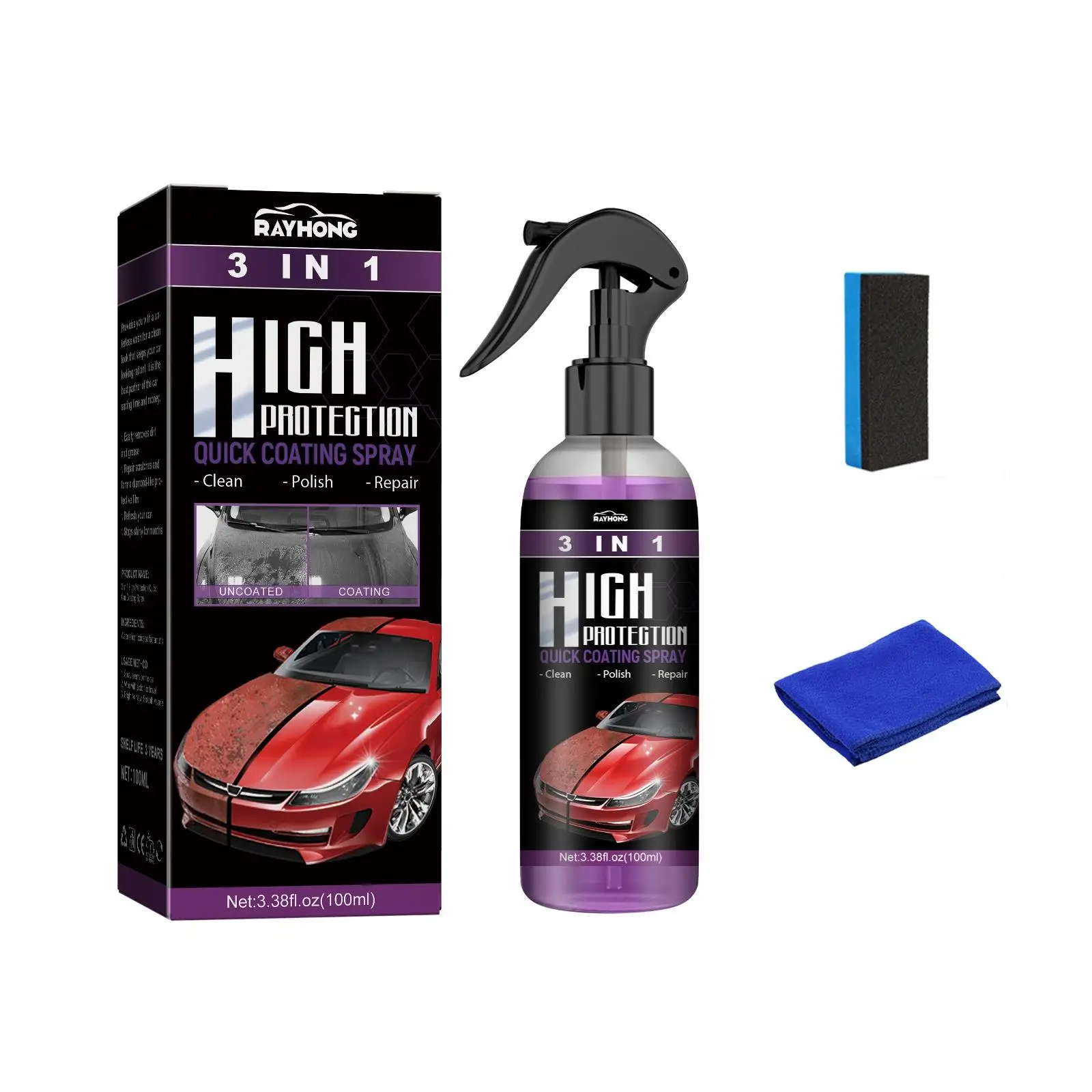 3 In 1 High-Protection Car Paint Spray, 1 Count 30ML/100ML Auto Paint Coating Spray, Car Paint Care Spray, Car Washing & Maintenance