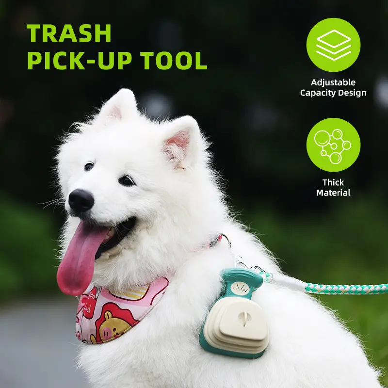 Super Design Foldable Dog Poop Scooper | Hands Free Portable Pet Waste Picker with Built-in Bag Dispenser & Leash Clip for All Breeds Outdoor Travel