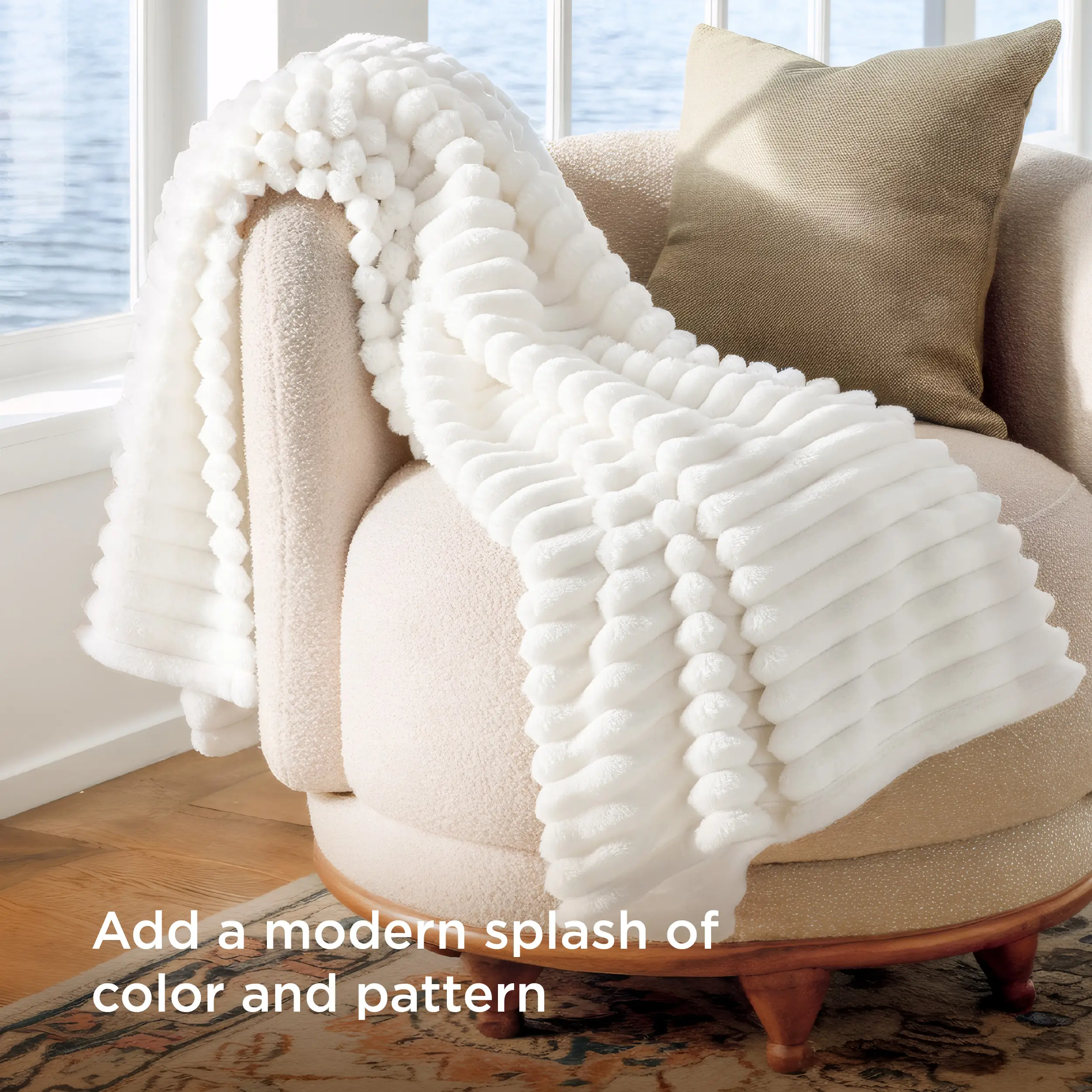 【Deal Discovery】Bedsure Patio Furniture Decor Throw Blanket ,Ultra-Soft, Solid Color, Lightweight, Classic Stripe Pattern,Multi-Color, Ideal for Bed,