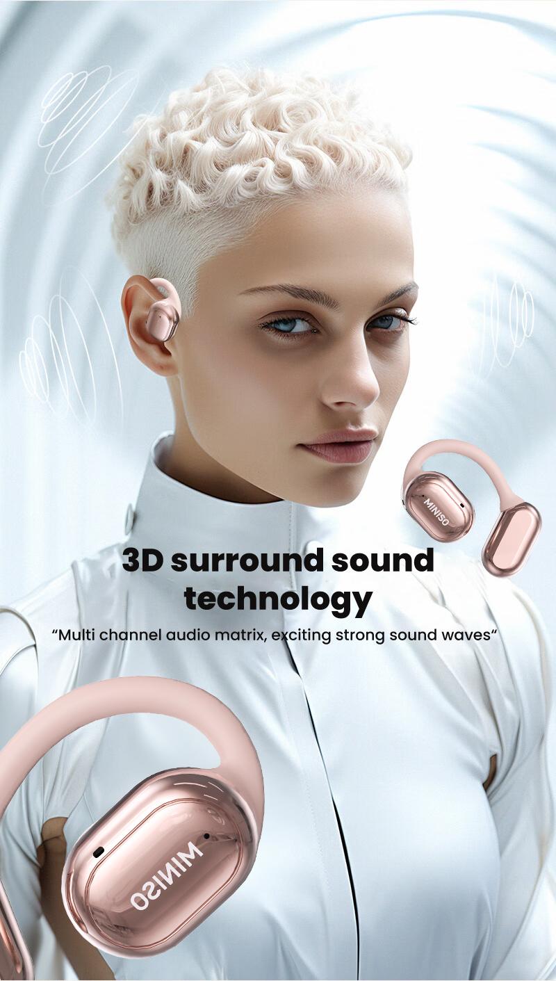 MINISO OWS True Wireless Bluetooth Headphones X39, Open Ear Earphones with MIC Earbuds with Charging Case, HiFi Sound for Sport Headsets,Free Lanyard