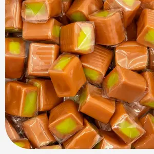 Caramel Cubes Candy - 2 Pound Pack (150 Count) - Green Apple Filling - Individually Wrapped