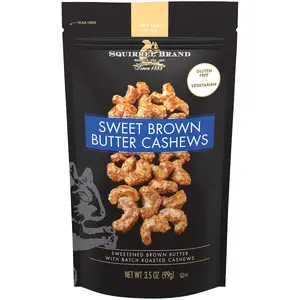 Sweet Brown Butter Cashews, 3.5 Ounces Resealable Bag, Gluten Free, Vegetarian