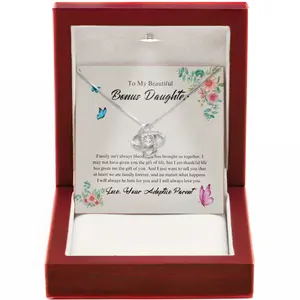 Stepdaughter Necklace Meaningful Jewelry Gift Featuring Family Isn’t Always Blood And Never-Ending Love Quotes For Holidays