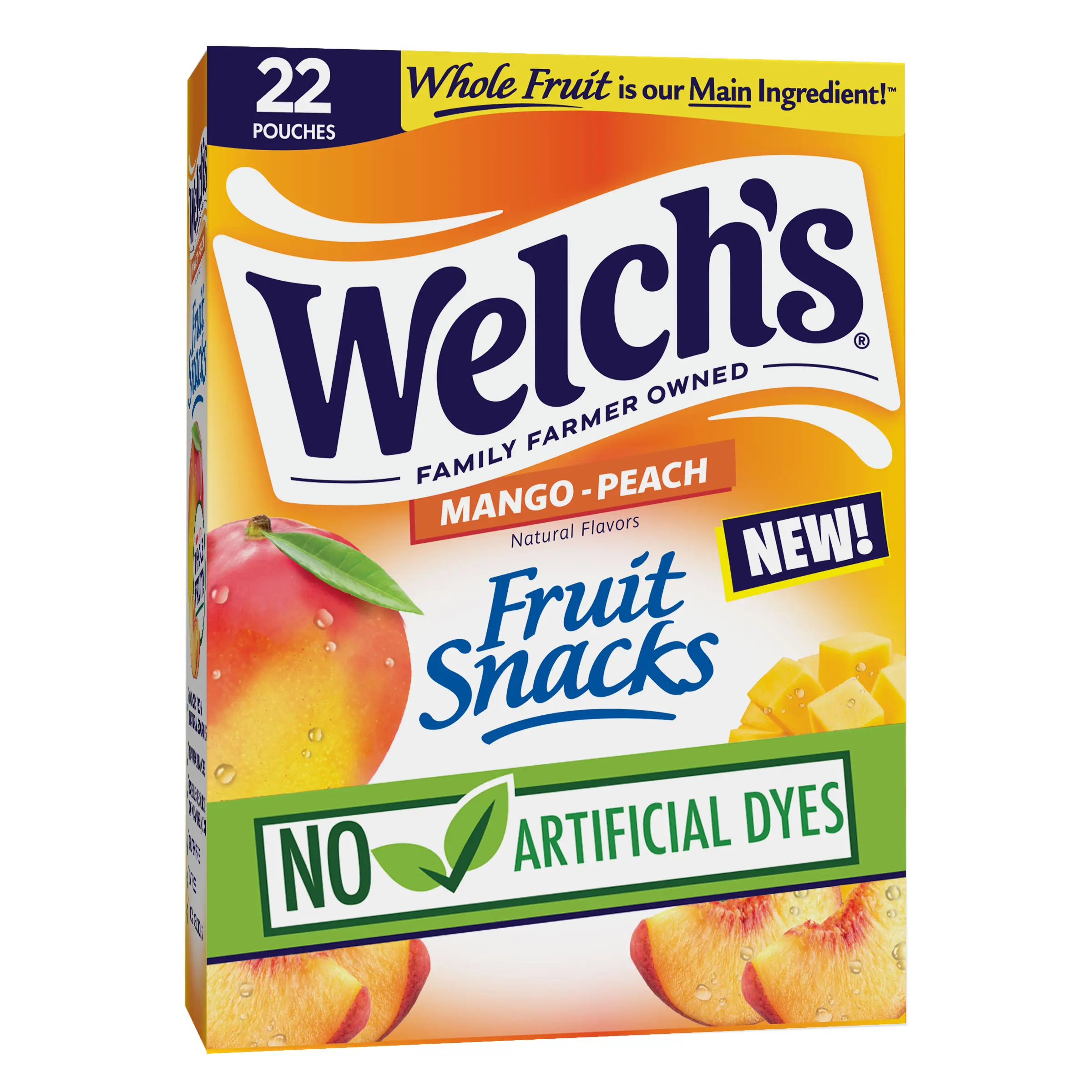 Welch's Fruit Snacks, Mango-Peach, Soft Kids Snacks, 0.8 oz, 22 Count