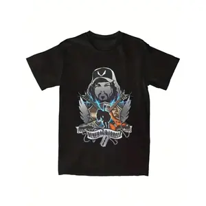 New[100% Cotton, Men's Rock Tee] 100% Pure Cotton Men's Vintage Rock Graphic T-Shirt |   Dimebag Darrell Inspired, Black Cotton Tee With Guitar & Wings Design, Casual Oversized Fit, Summer Fashion, Hand Wash Or Dry Clean, Rock Band T Shirts(T)