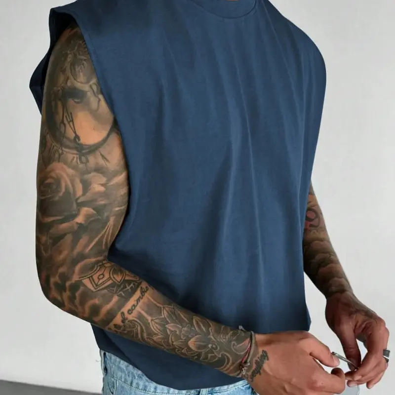 Men's Solid Color Racer Back Tank Top, Regular Fit Casual Comfy Sleeveless Top for Summer, Men's Clothes for Daily Wear, Casual Fitted Streetwear